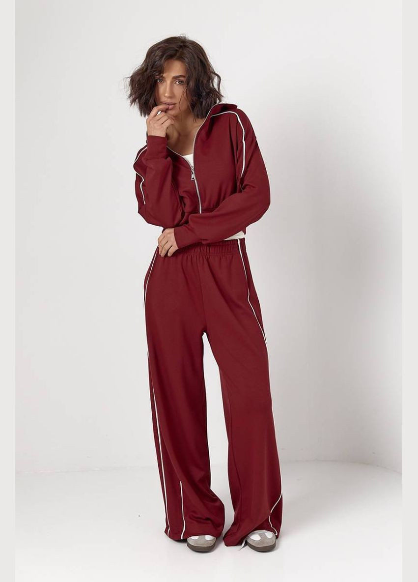 Спортивный костюм с коротким худи на молнии и прямыми штанами Lurex Спортивный костюм (327218301)