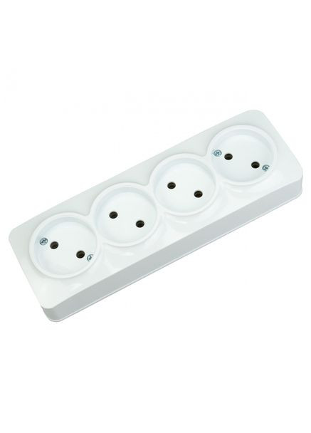 Розетка накладная 4-я 16А 250V IP20 белая No Brand (361151151)