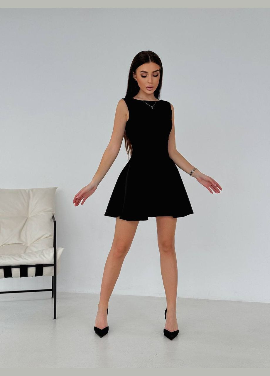 Черное праздничный, деловое женское платье с открытой спиной Avanti однотонное