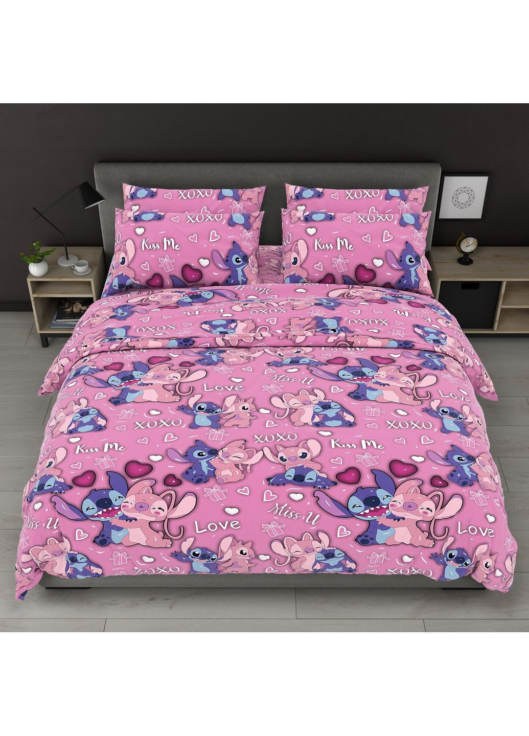 Комплект постільної білизни Бязь Голд "Ліло і Стіч" Євро 200х220 см No Brand (366077916)