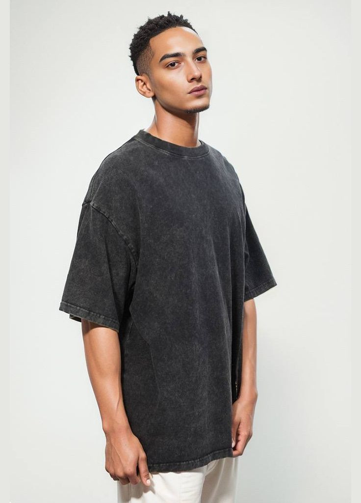 Футболка чоловіча/жіноча унісекс, чорний колір, американський ретро стиль, 100% бавовна, оверсайз, короткий рукав (розмір L) No Brand (322650846)