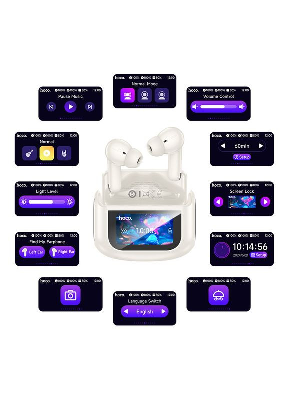 Бездротові навушники EQ21 Sandy true wireless ANC+ENC noise Червонийuction touch screen BT headset Cloudy білий Hoco (370613292)