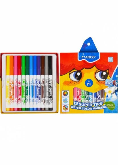 Набір фломастерів Super Washable 1630-12CB 12 кольорів Marco (364757918)