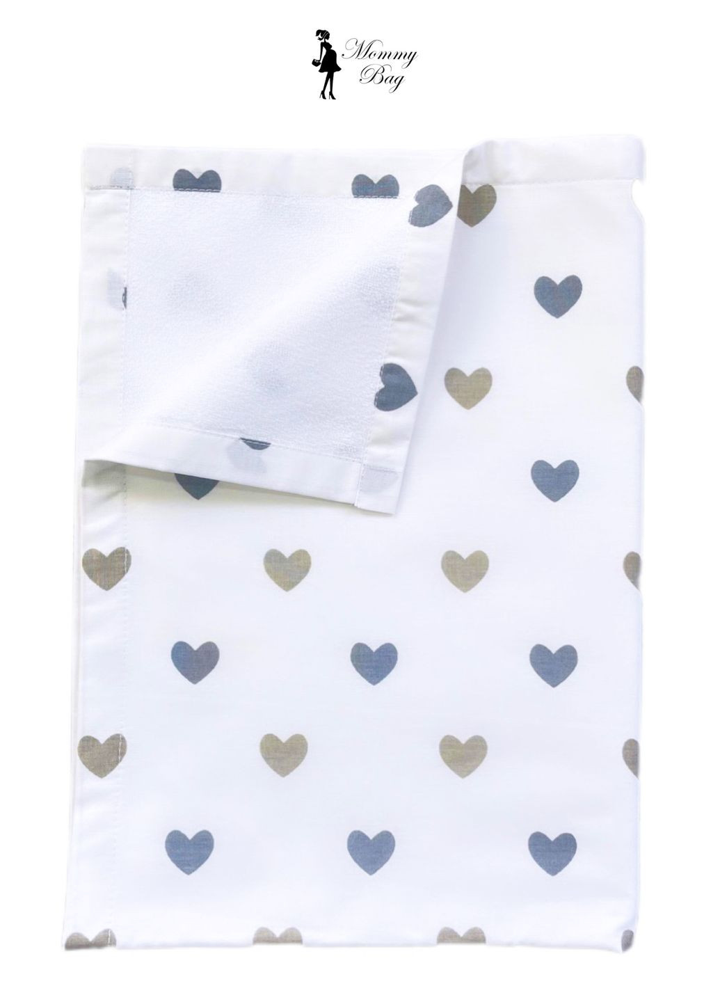Непромокаемая пеленка многоразовая Сердечки серо-золотые #8 Mommy Bag (280941770)