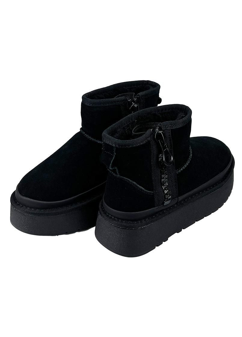 Угги женские замшевые на платформе молния черные 290-1 No Brand (301007375)