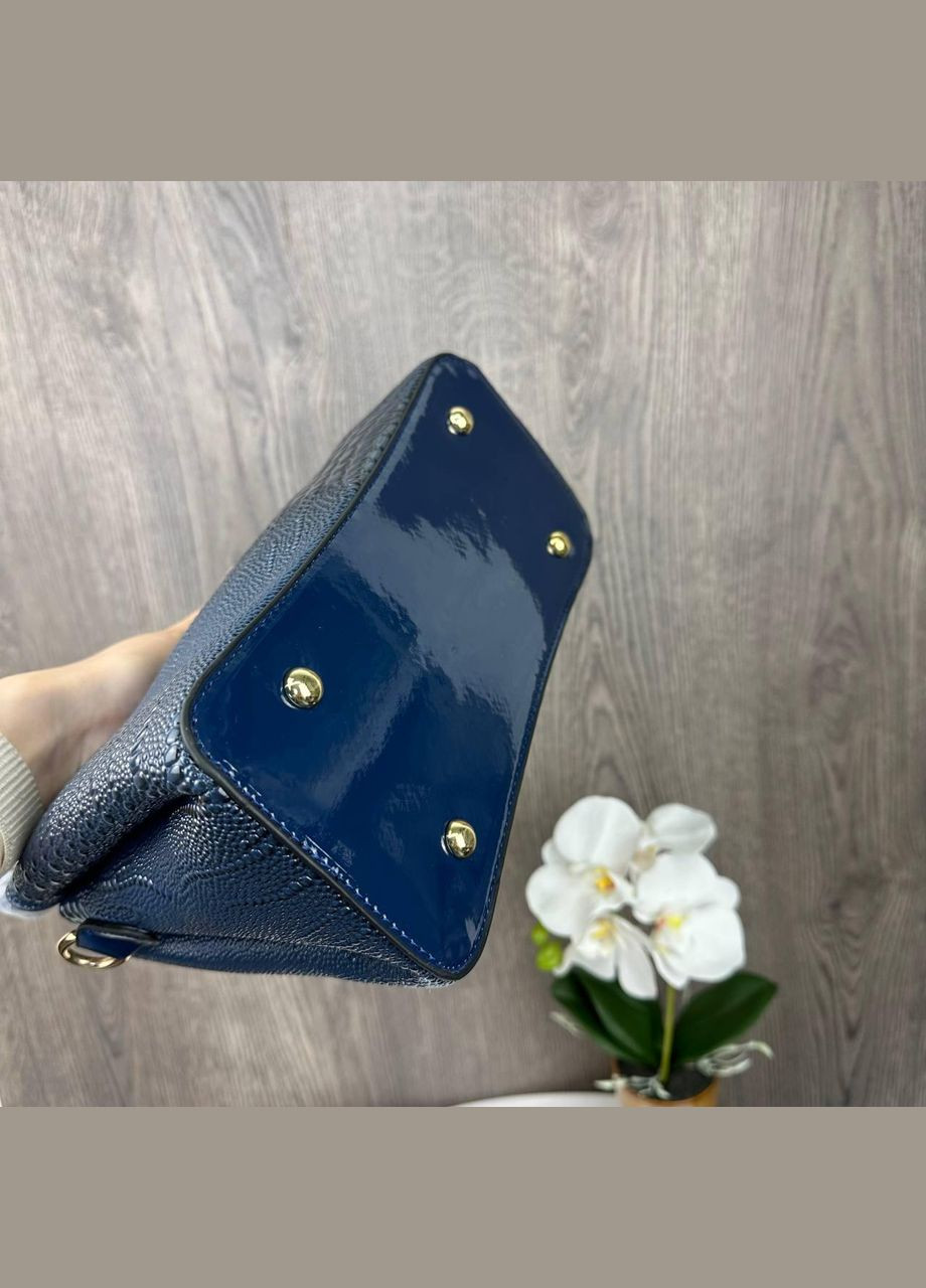 Женская лаковая сумочка рептилия, небольшая сумка под рептилию стиль крокодила змеиная Синий No Brand (334730814)