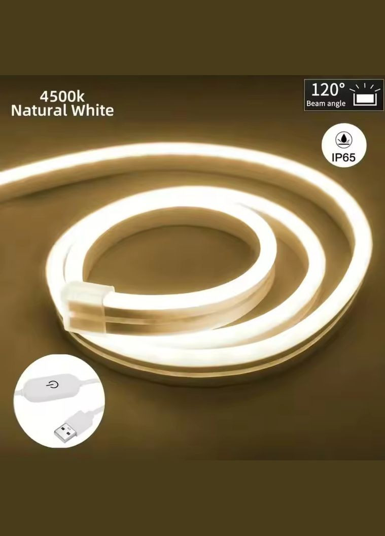 Стрічка світлодіодна водонепроникна гнучка 2 м 4500 К натуральний білий No Brand (365287981)