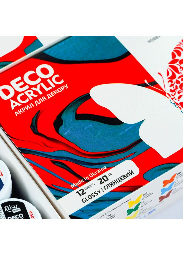 Набір акрилових фарб для декору глянцевий 12×20мл Rosa Talent (362660444)