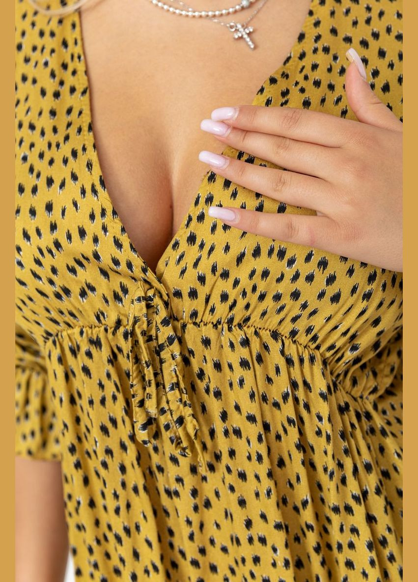 Бронзовое платье с принтом, цвет бронзовый, 115r0400-1 Kamomile однотонное