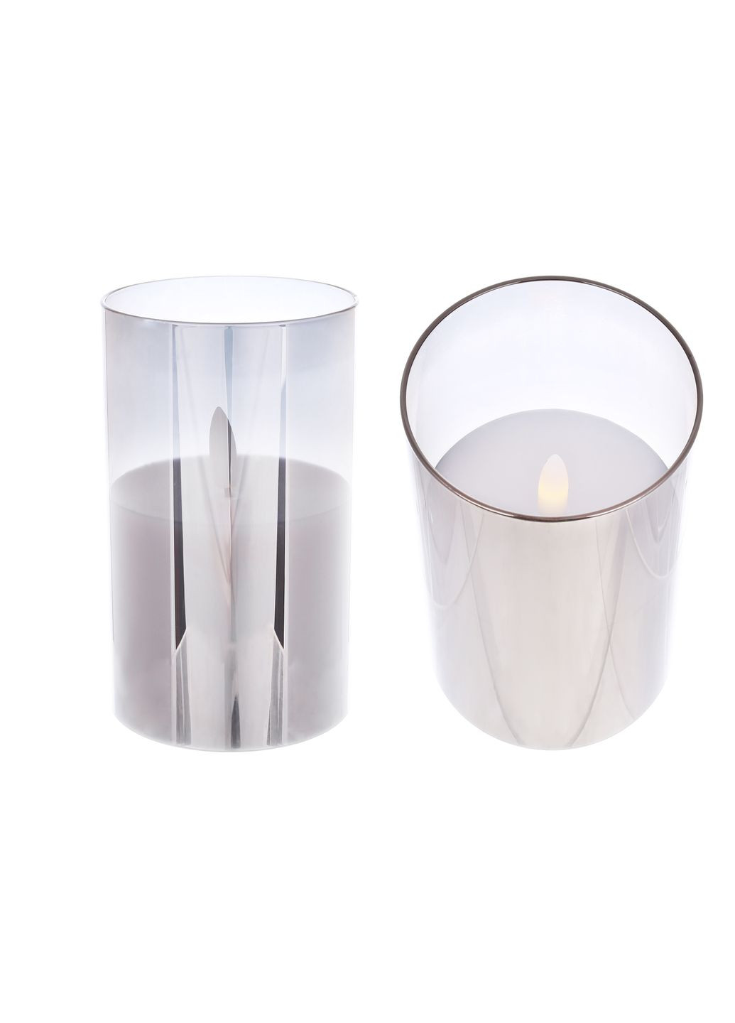 Світлодіодна воскова свічка в скляній колбі 7.5*12.5см з живим полум'ям (2хАА не входять до комплекту), тепле біле світло No Brand (314902576)