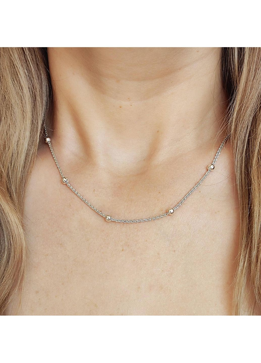 Серебряная цепочка 925 пробы с шариками 50 см No Brand (366882901)