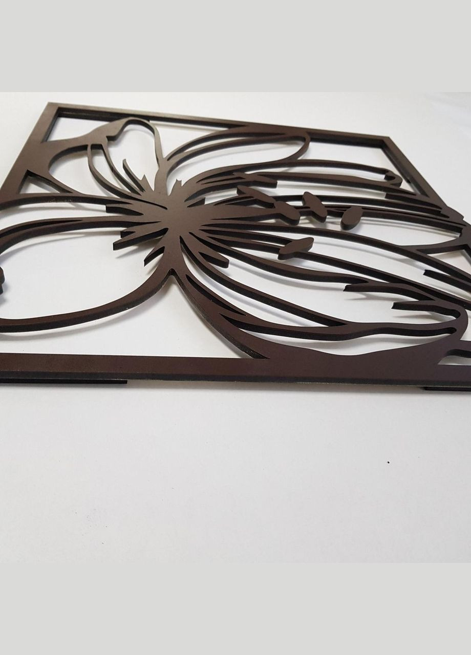 Панно 3D декоративне з об'ємом 15 мм для стін, Лілея 40х40 см коричневе Декоинт (276708422)