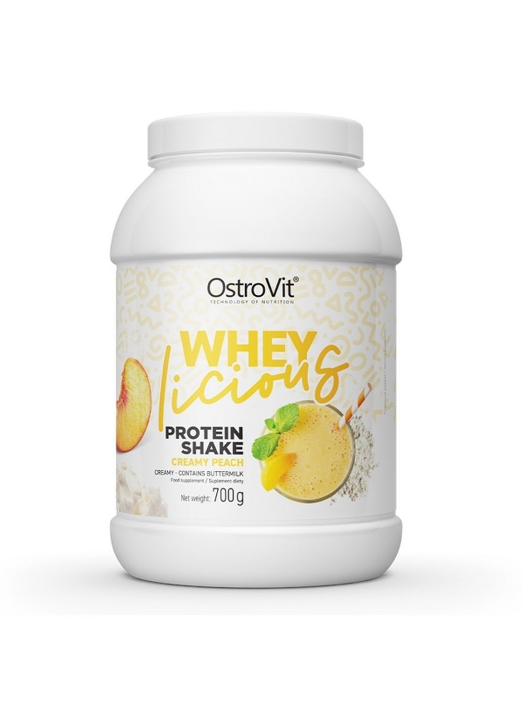 Протеїн WHEYlicious, 700 грам Персик із вершками Ostrovit (293477162)