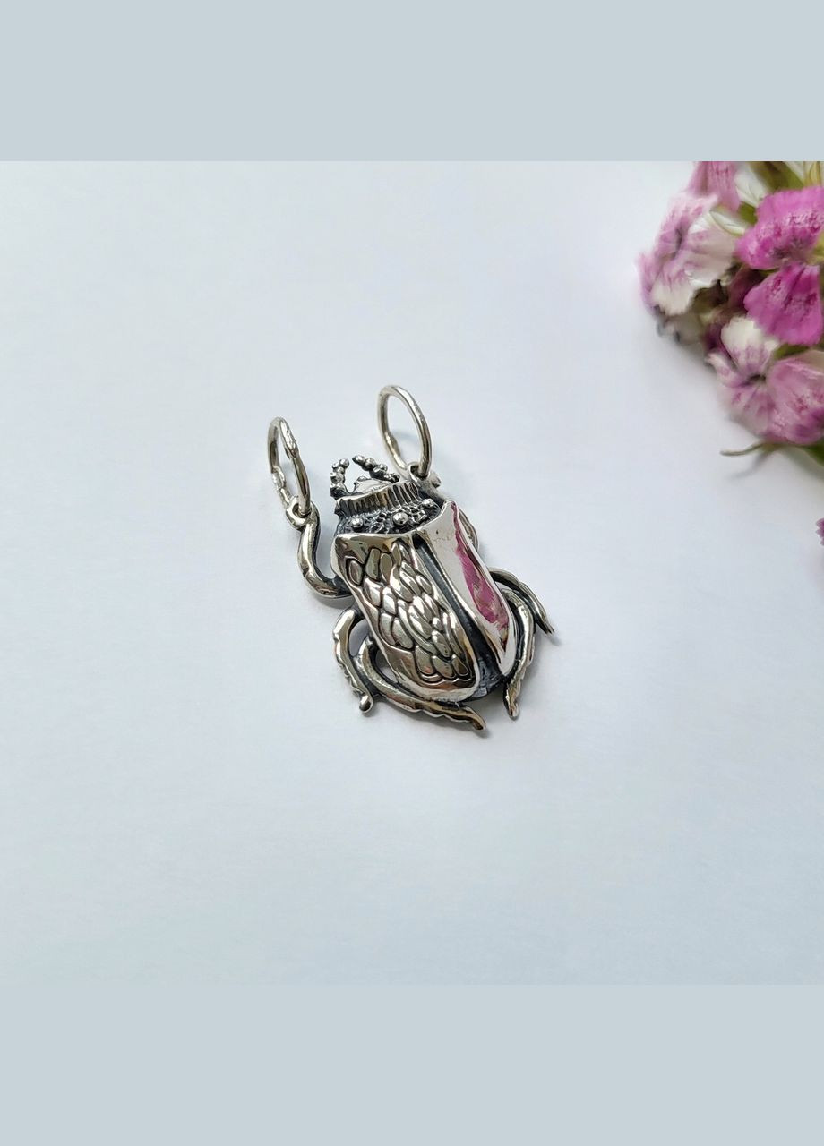 Серебряная подвеска кулон Скарабей без камней серебро 925 пробы Черненное 3186 5.40г No Brand (306742883)