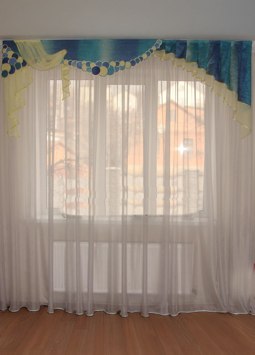 Жорсткий ламбрекен Смайл 200см синій з жовтим (30_1ж) Firanka Smile (336551624)