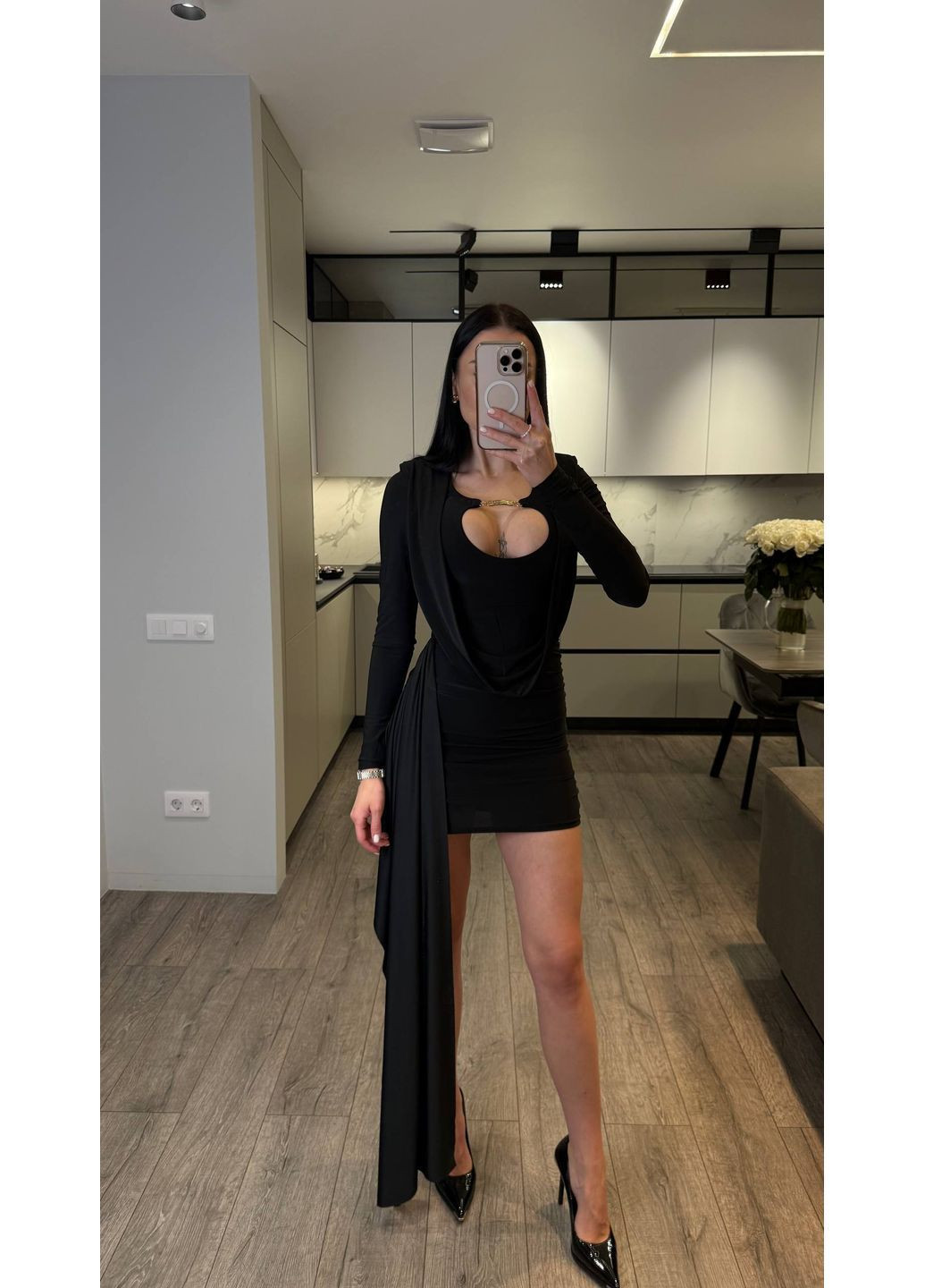 Черное праздничный, откровенный, вечернее, кэжуал женское платье элегантное Style Point однотонное