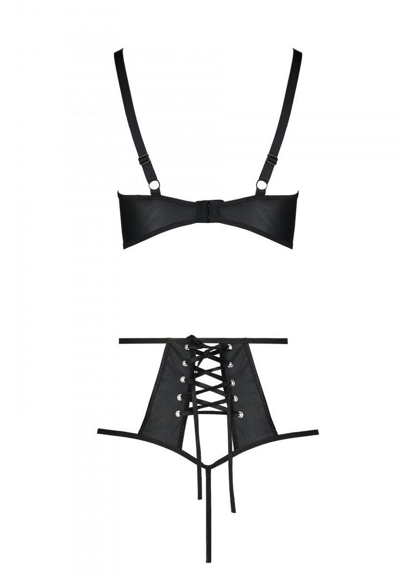 Чорний демісезонний комплект з екошкіри: бюстгальтер та трусики з перфорацією tamaris set black l/xl Passion