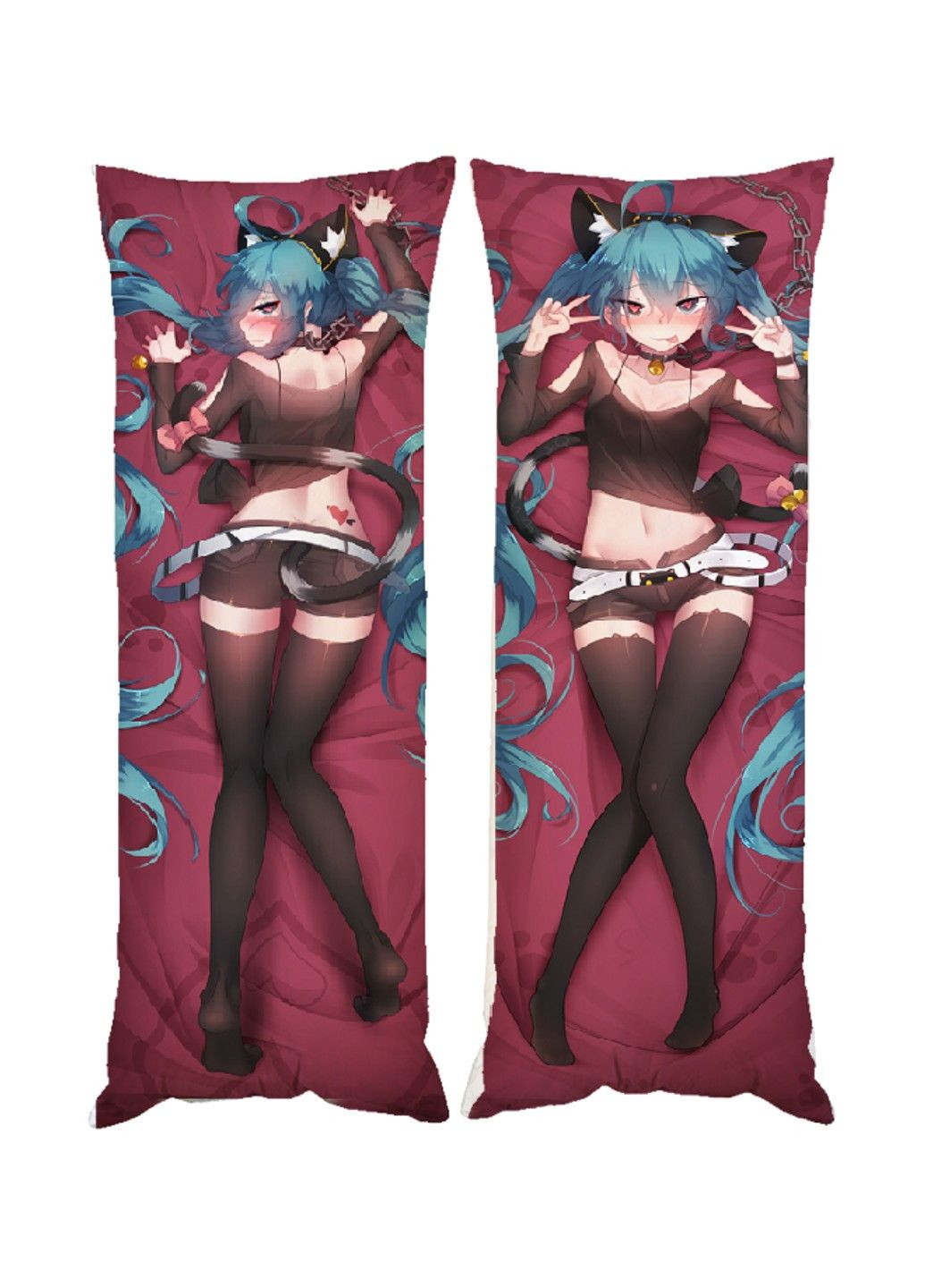 Подушка дакімакура Вакалоїд Міку Хатцуне Неко декоративна ростова подушка для обіймання двостороння No Brand (329433485)