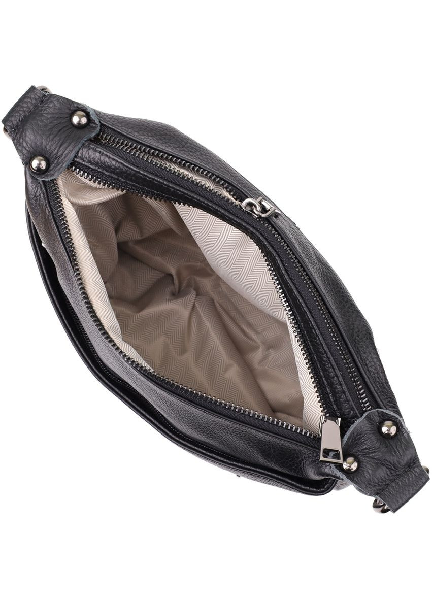 Сумка крос-боді на плече жіноча з натуральної шкіри середня Чорний 38344 Vintage (355245248)