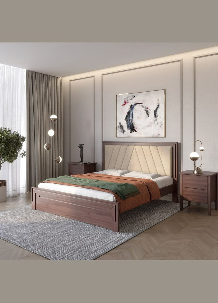 Двоспальне дерев'яне ліжко Торонто Т2 /Аляска 23 (бежевий) 140х200 см (MBG-8211) Mebigrand (368281332)