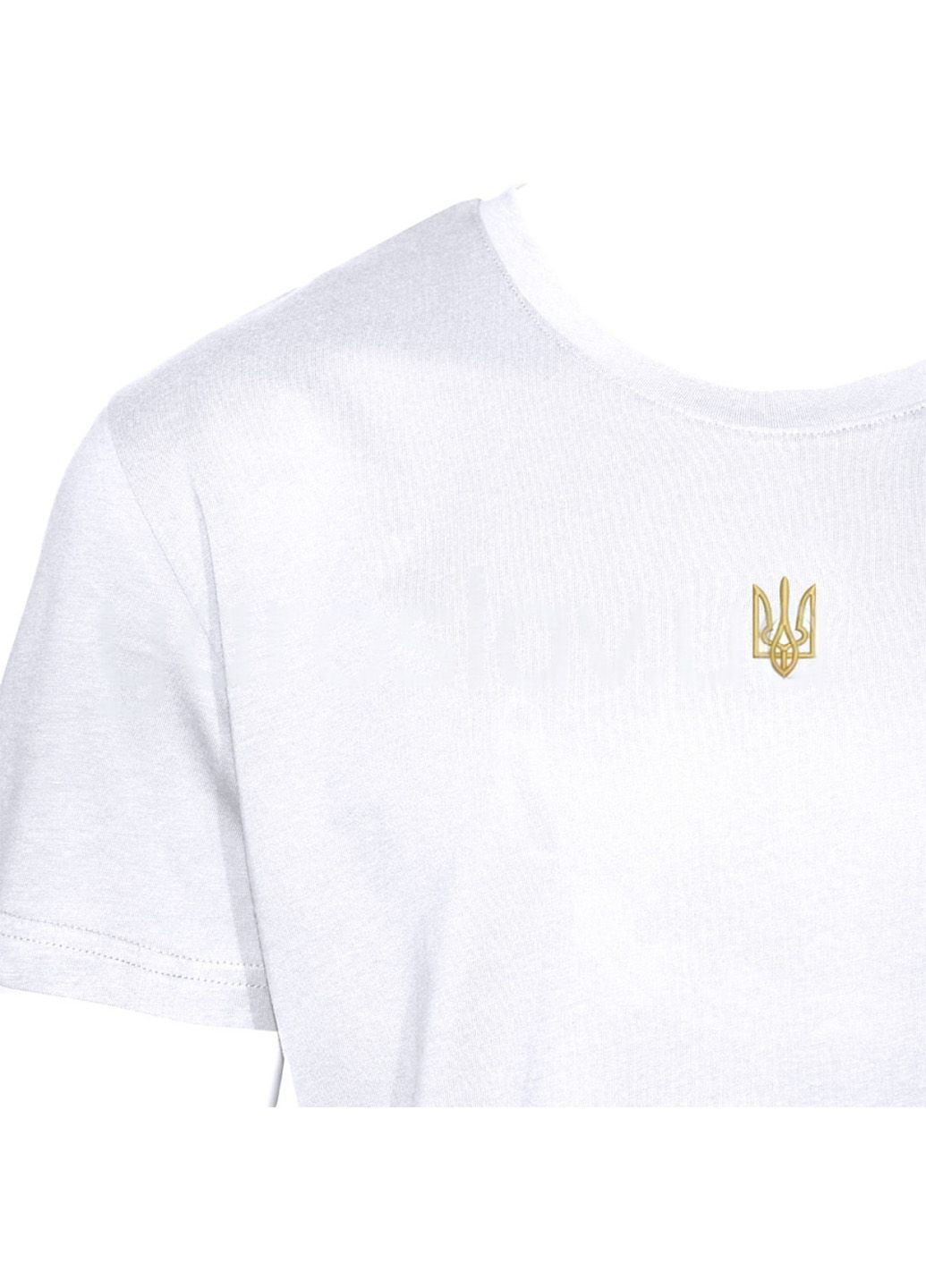 Біла футболка з вишивкою тризуб м.45 з коротким рукавом Ярослав