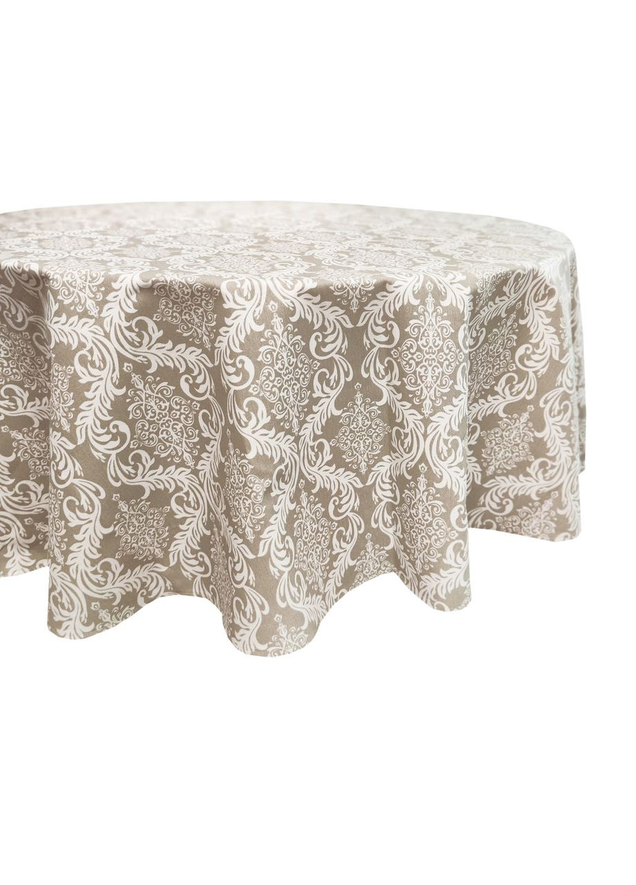 Тефлоновая скатерть на круглый стол с водоотталкивающей пропиткой в классическом стиле с белым принтом "Ажур" 120 см Maystat (305391003)