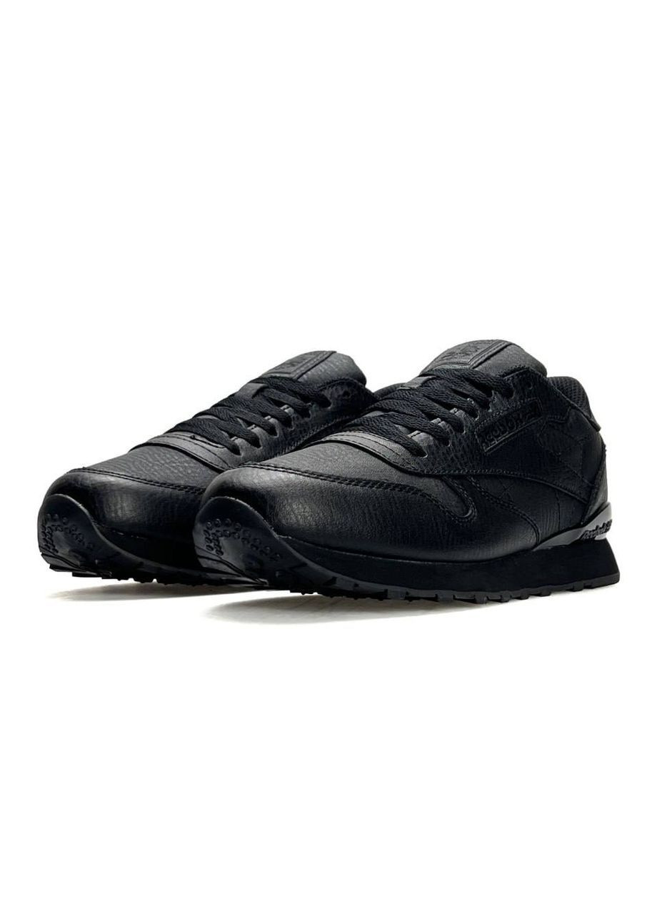Чорні Осінні кросівки чоловічі reebok No Brand Classic Leather All Black