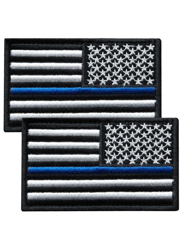 Набір шевронів 2 шт з липучкою Прапор Поліції США 5х8 см відзеркалений патч нашивка шеврон Поліція Америки IDEIA (306458944)