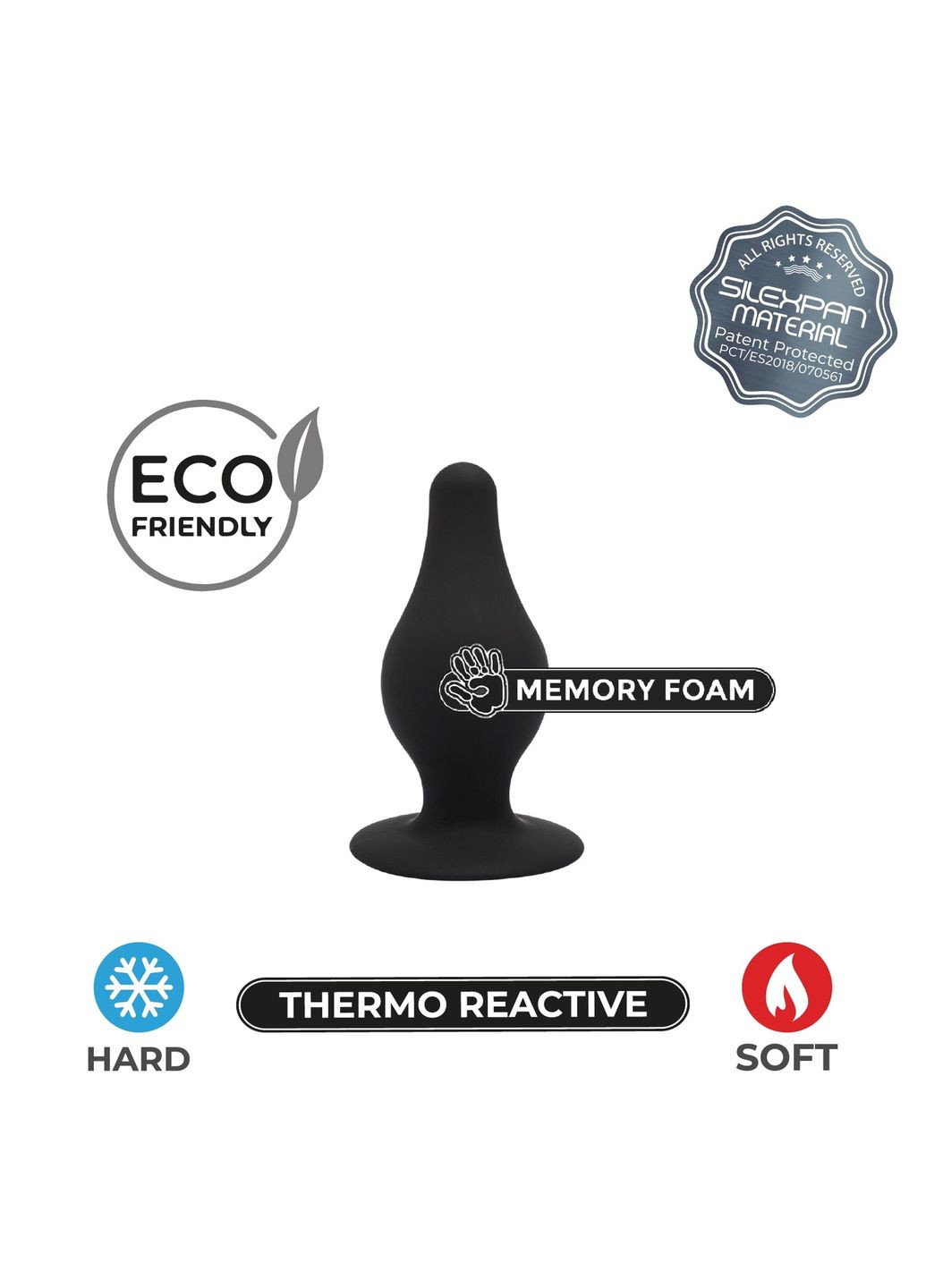 Анальна пробка подвійної густини Thermo Reactive чорна, Medium Silexd (338423375)