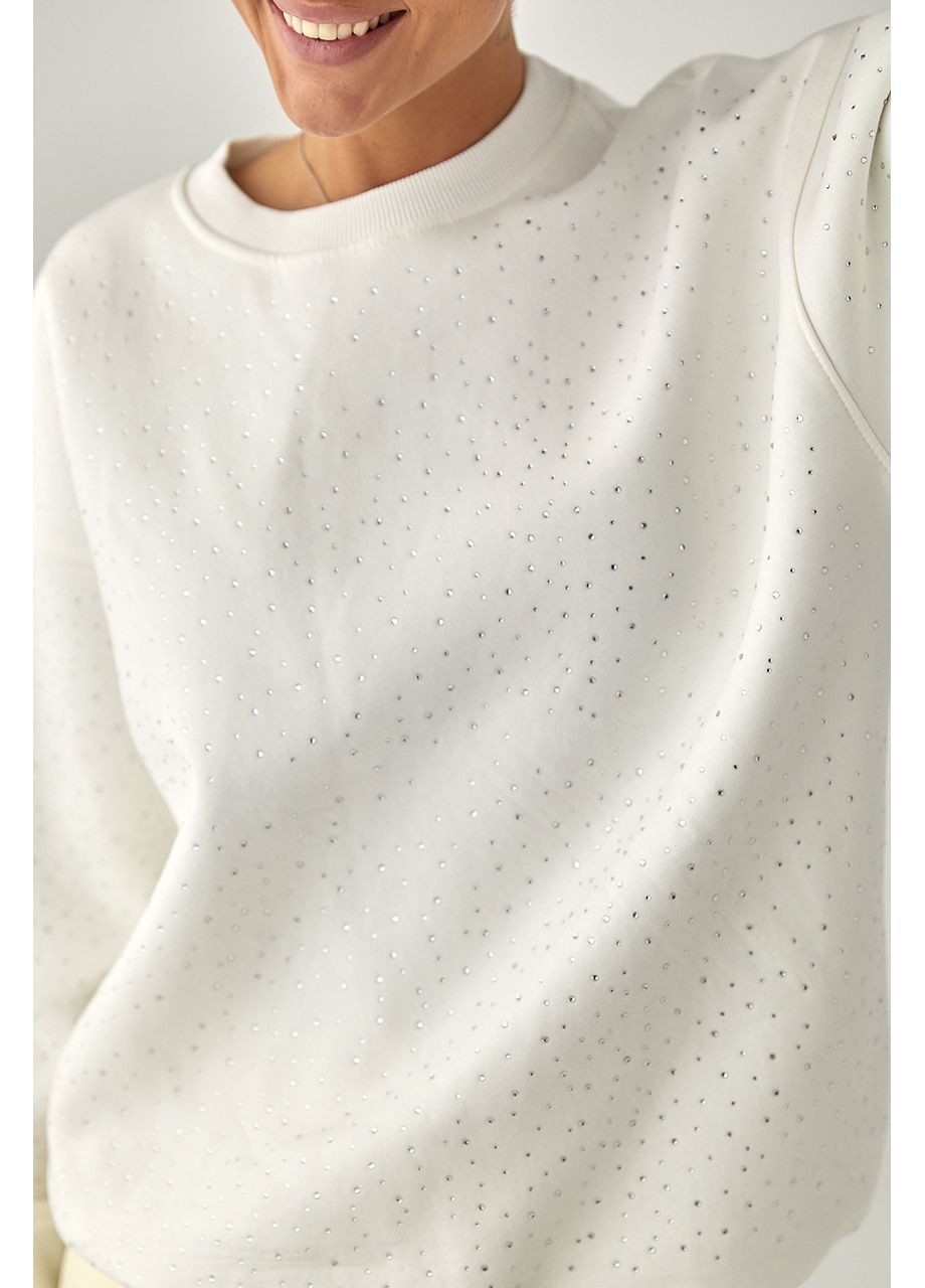 Молочный теплый свитшот с термостразами Lurex (366241644)