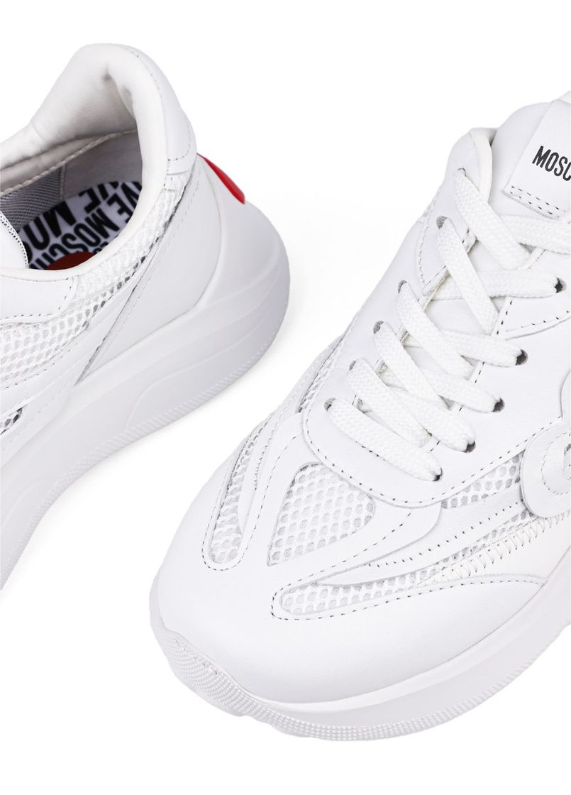 Белые всесезонные женские кроссовки ja15366g1 белая кожа Love Moschino
