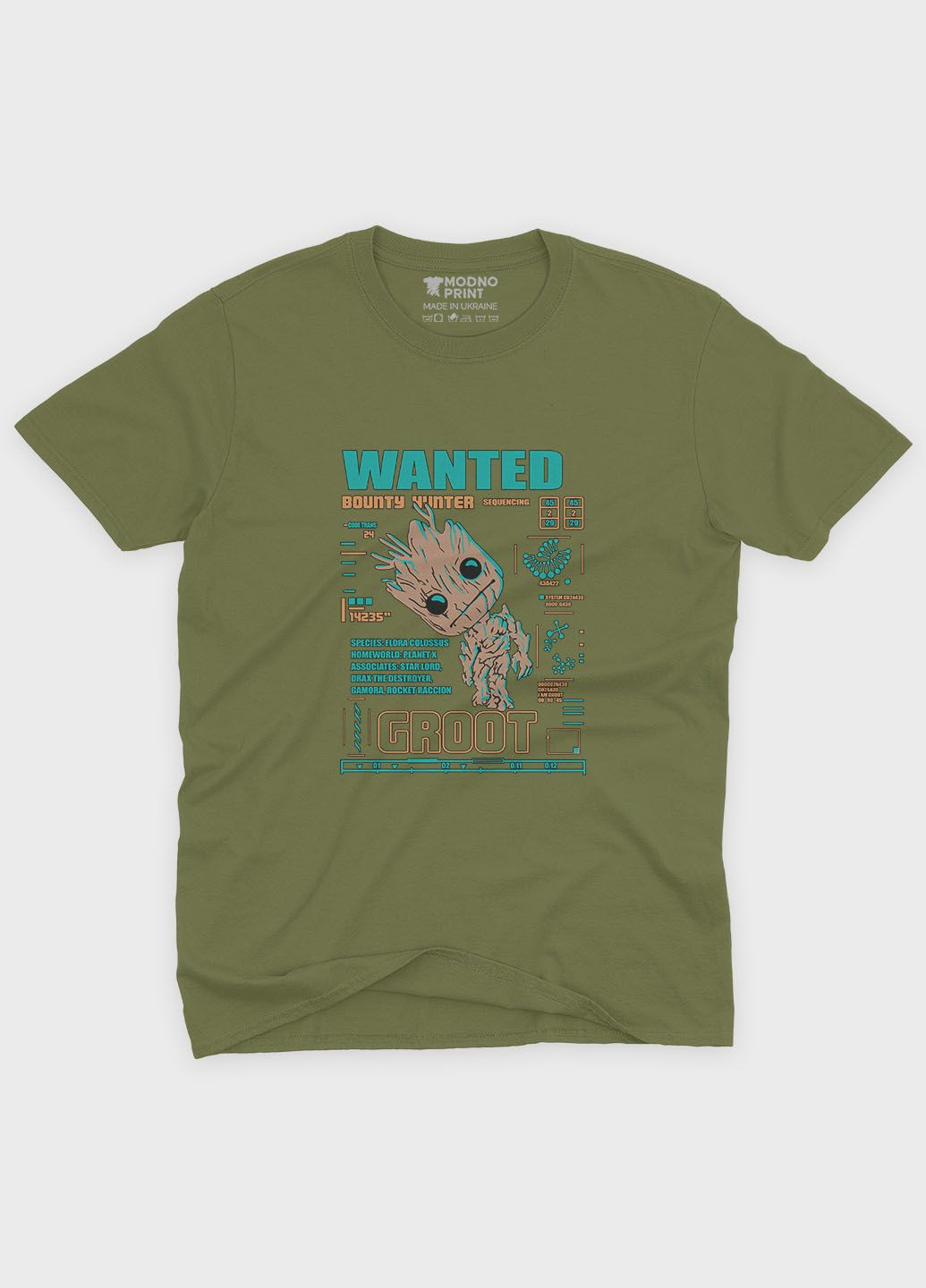 Хакі (оливкова) чоловіча футболка з принтом супергероїв - вартові галактики (ts001-1-hgr-006-017-011) Modno