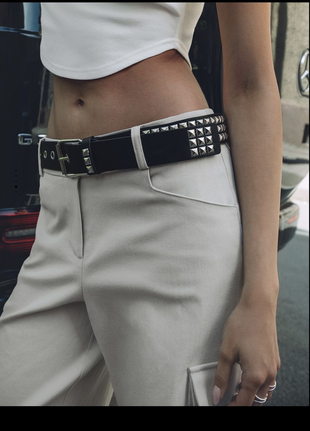 Ремінь на пояс з екошкіри "Заклепки Піраміда 3 ряди" з люверсами з металевою пряжкою No Brand (303358569)