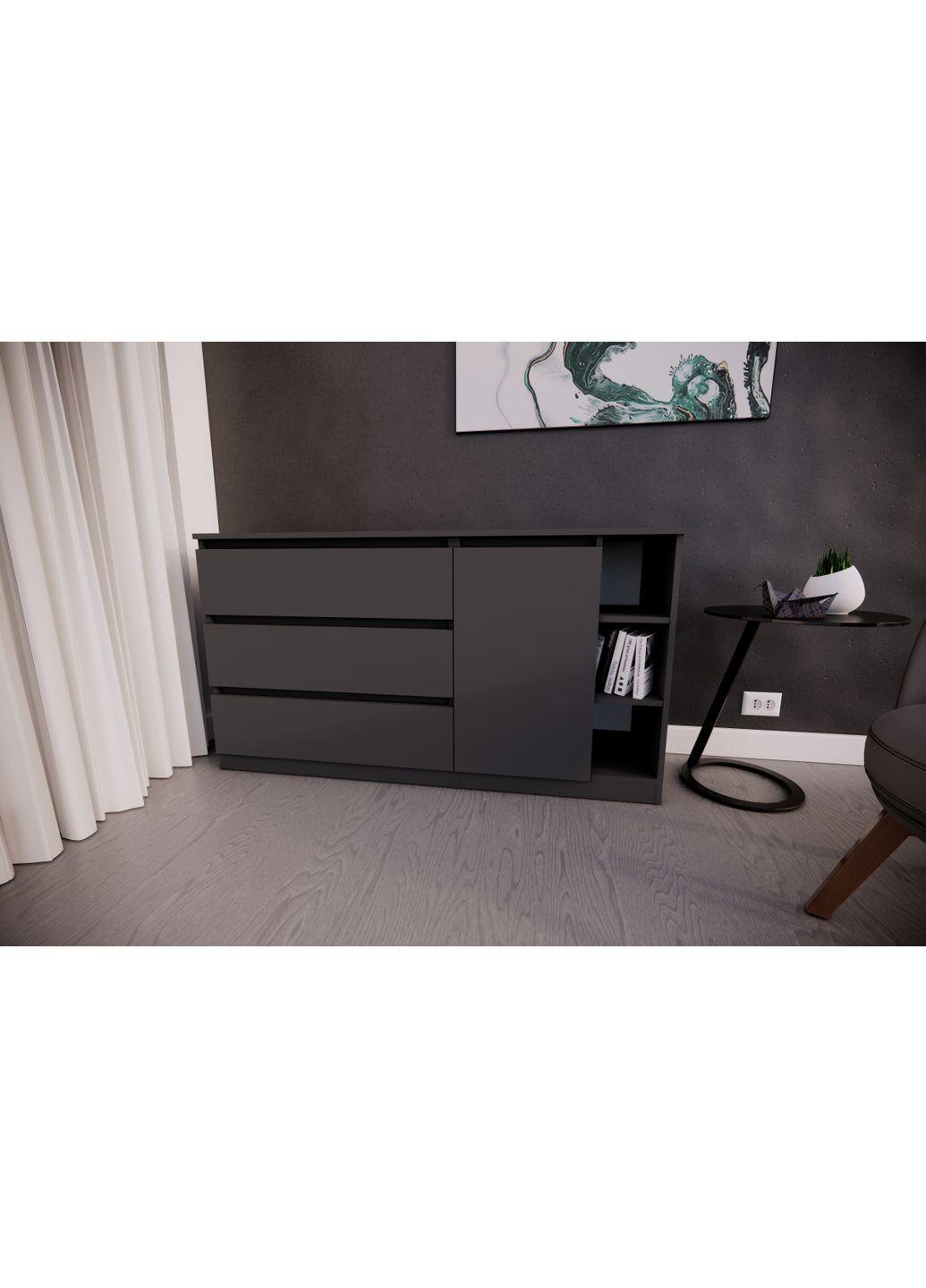 Комод на 3 ящика с боковыми полками MEBEX (356509044)