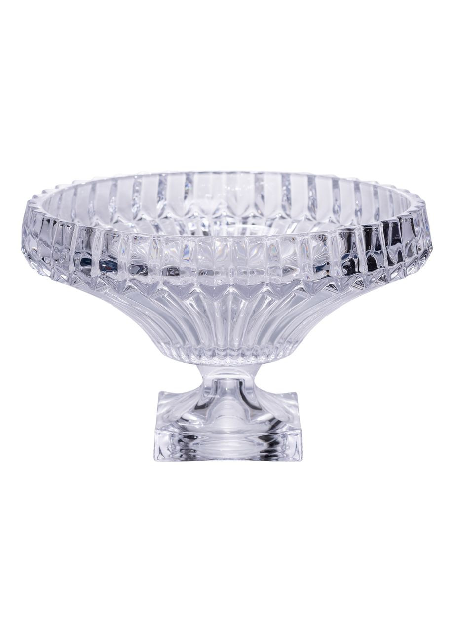 Скляна фруктівниця на ніжці 29 см прозора для сервірування фруктів десертів стильний посуд Yiwu (370432882)