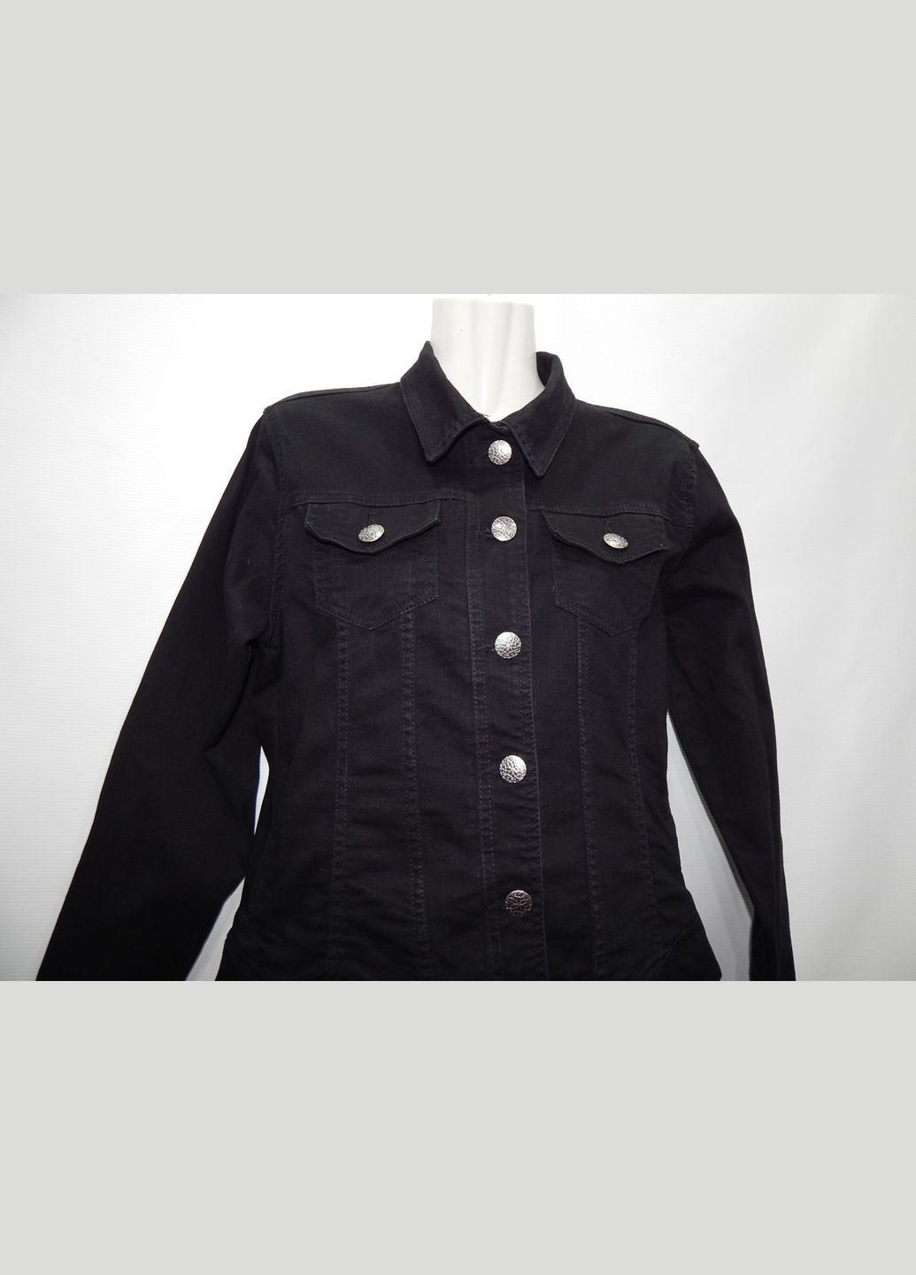 Чорна демісезонна куртка джинсова жіноча janina, ukr 46-48, eur 36 041dg (в зазначеному розмірі, тільки 1 шт.) No Brand