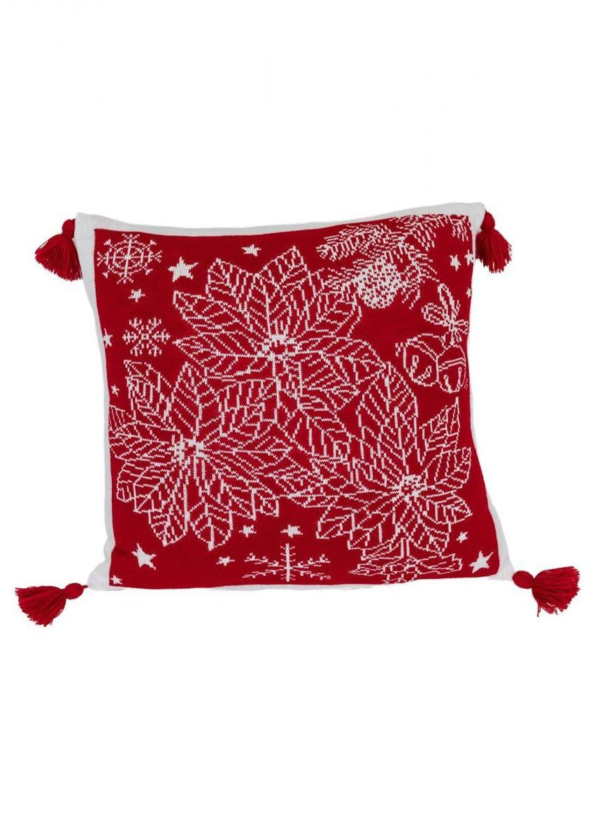 Наволочка вязаная Рождественский красный 45х45 см Прованс (368993068)