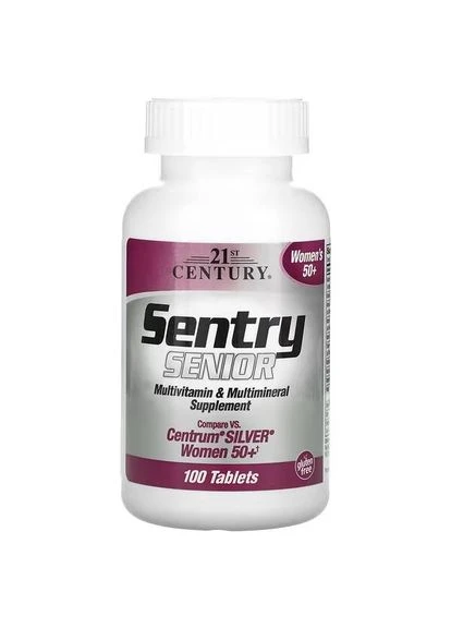 Sentry Senior, мультивітамінна й мультимінеральна добавка, для жінок від 50 років, 100 таблеток 21st Century (378642553)