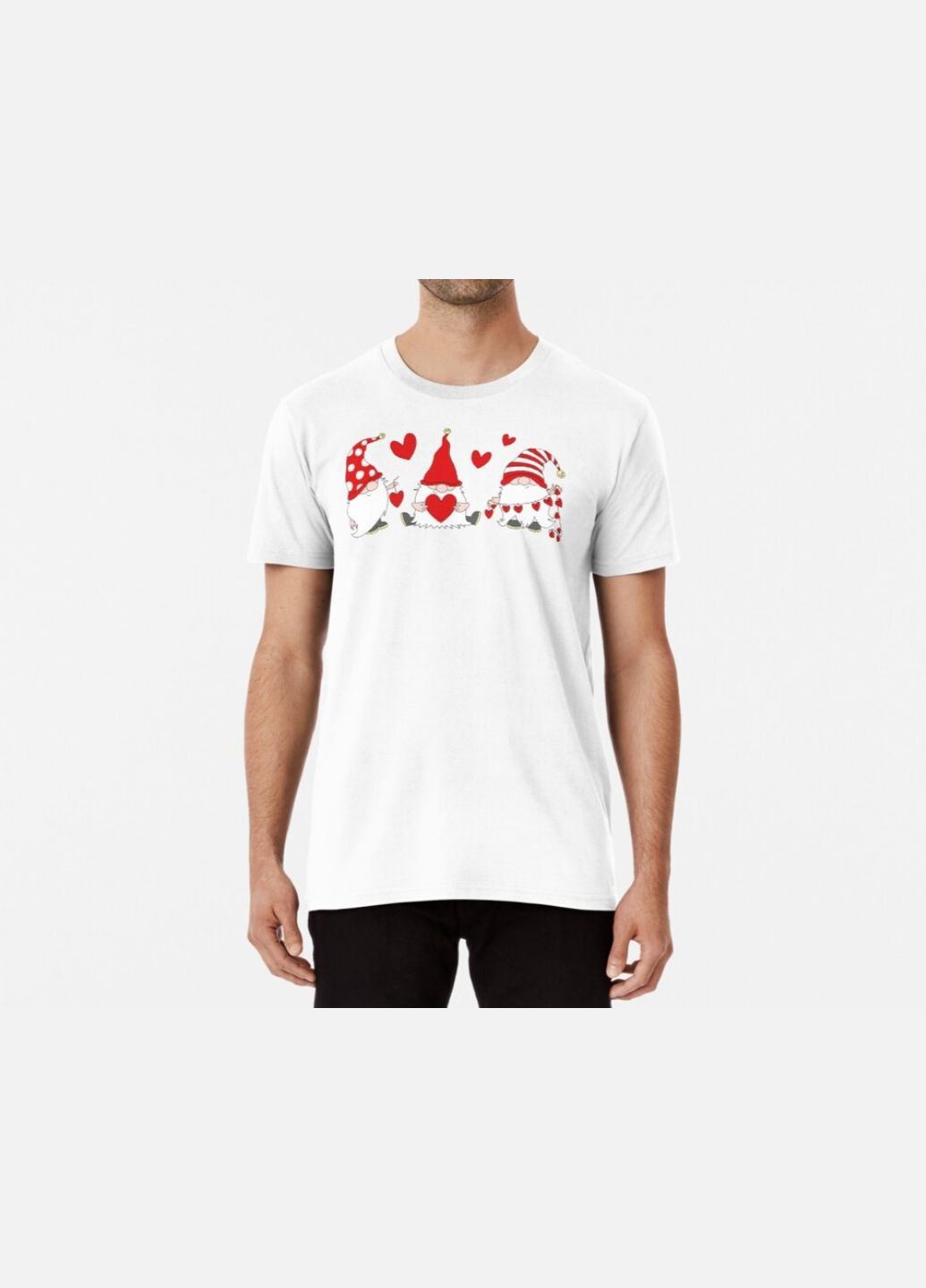 Біла чоловіча новорічна футболка з принтом гноми новорічні Stedman