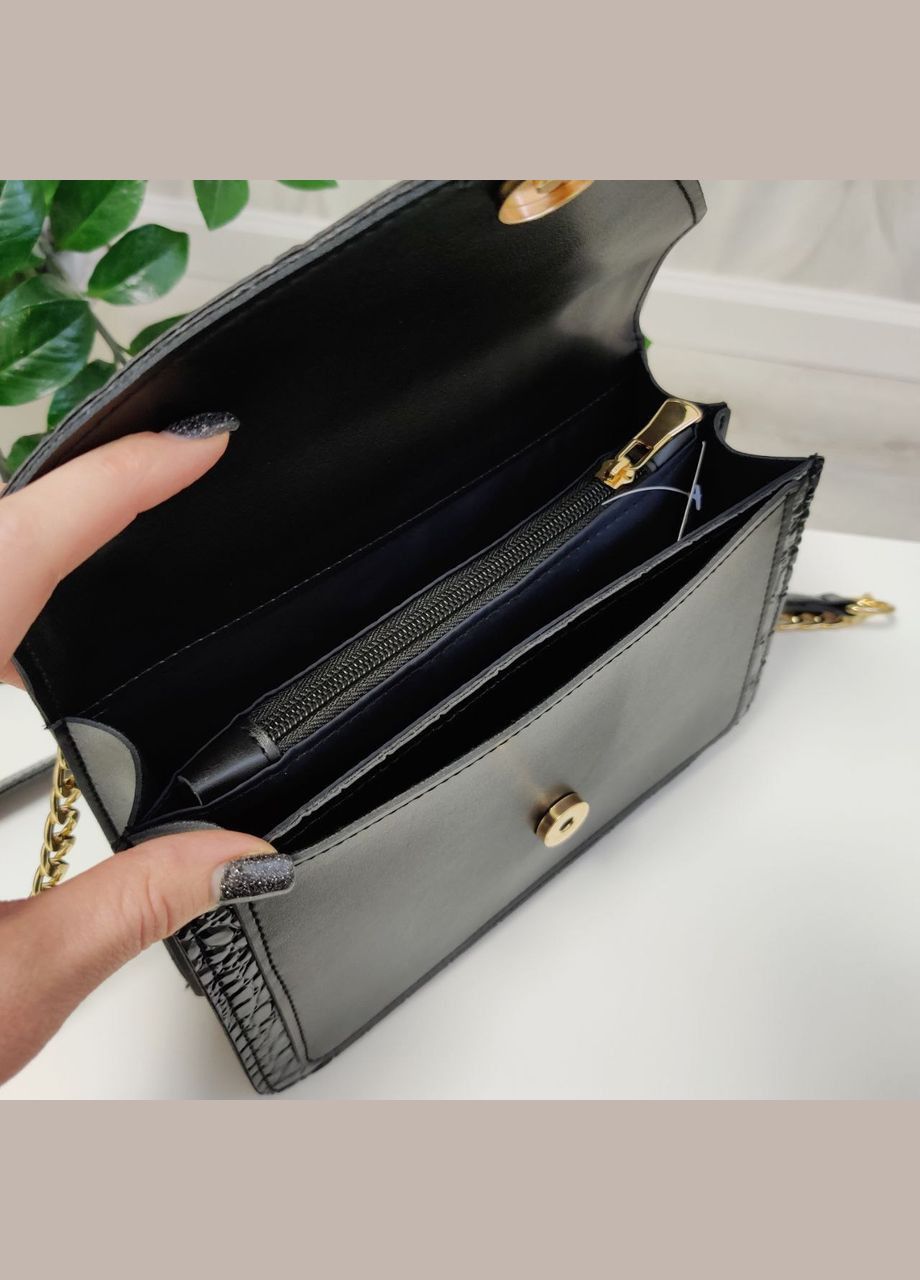 Сумка Ив Сен-Лоран (Чорний Кроко лакована з золотом) No Brand (297003718)