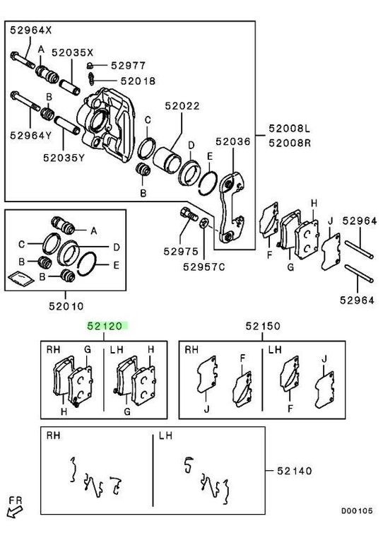Колодки тормозные дисковые (задние), оригинал OEM MZ690027 Митсубисы Паджеро, Паджеро Спорт, Монтеро Спорт 1990-2020 Mitsubishi (345740933)
