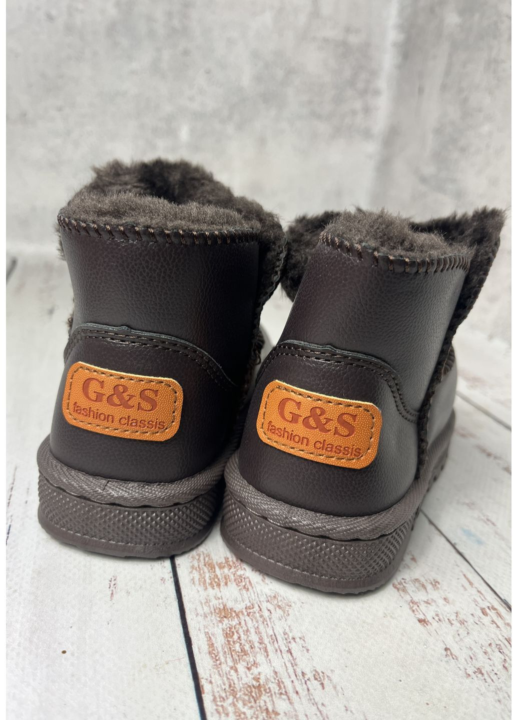 Темно-коричневые угги зимние детские темно-коричневый (393) G&S