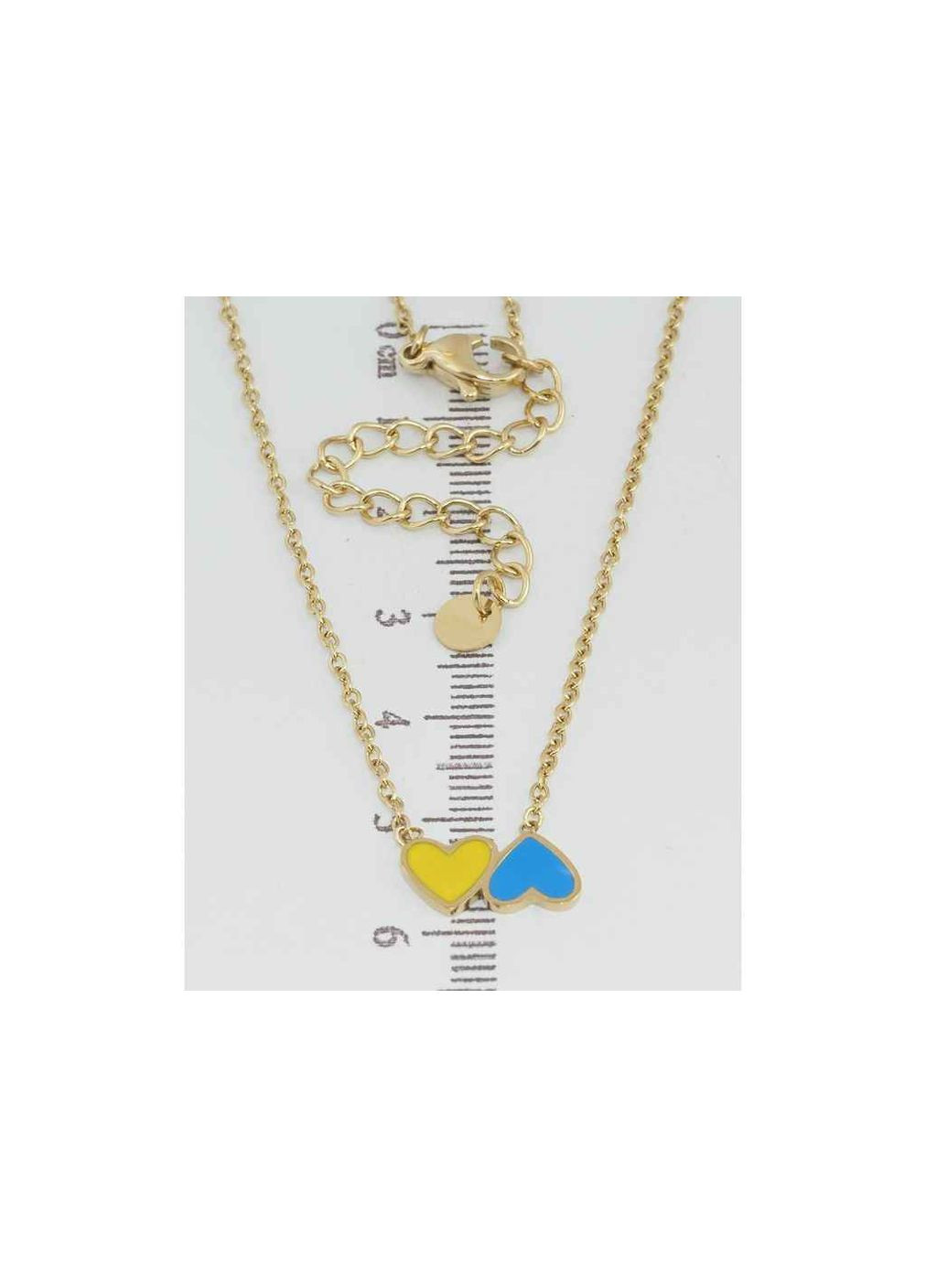 Підвіска на ланцюжку медичне золото TTM Stainless Steel Колір 14К "Сердечки жовто-блакитні" 37-42смх1мм (169118) Xuping Jewelry (363328606)