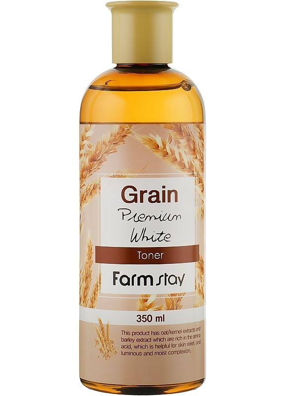Тонер для обличчя з екстрактом паростків пшениці Grain Premium White Toner 350ml (2-945116) FarmStay (369788962)