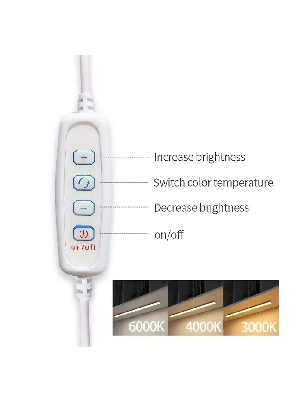 Светильник лампа ночник освещение светодиодное для кухни шкафов полок с регулировкой яркости 37.7х2х1.7 см (477663-Prob) Unbranded (298890429)