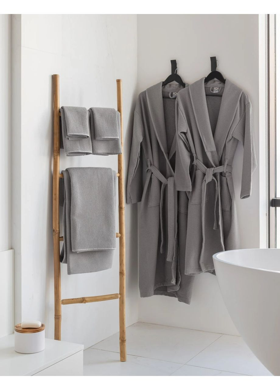 Набор вафельных полотенец 30х50см, 50х90см, 70х140см HYGG однотонный графитовый