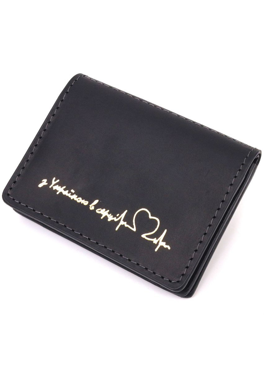 Отличная обложка на автодокументы в винтажной коже Сердце 16708 Черная Grande Pelle (331907198)