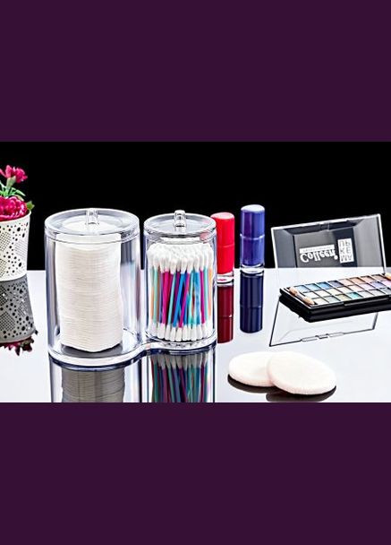 Набор органайзеров из двух цилиндрических банок для ванной прозрачный BoxUp FT-015 (323221576)