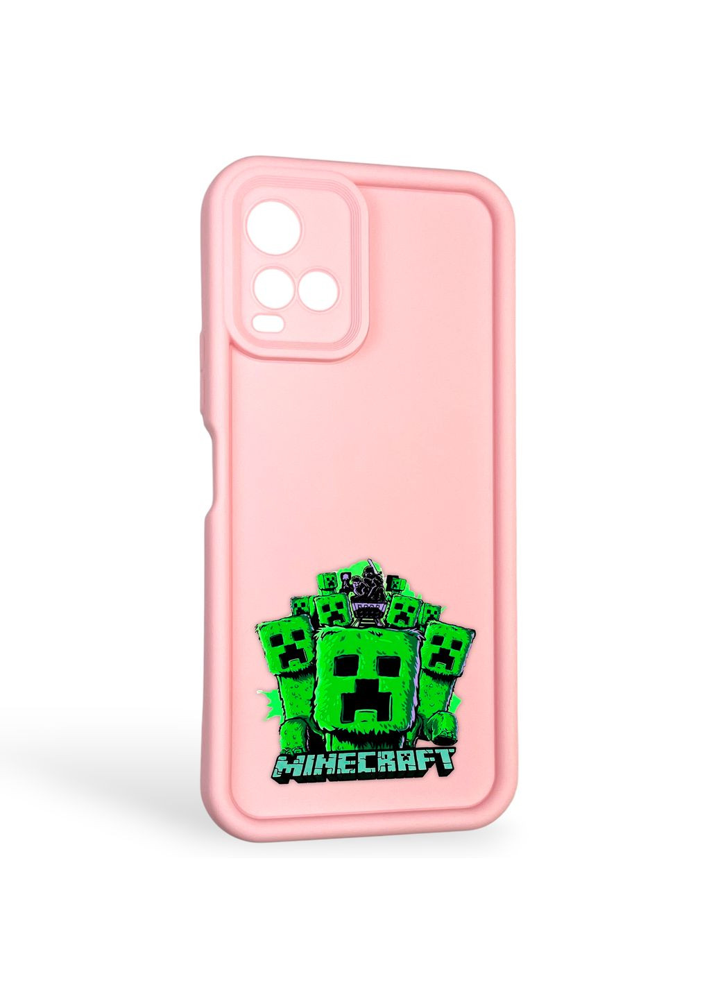 Чохол силіконовий Soft Touch з 3D принтом Майнкрафт для Y33s рожевий (Повний захист камери) Vivo (373424554)