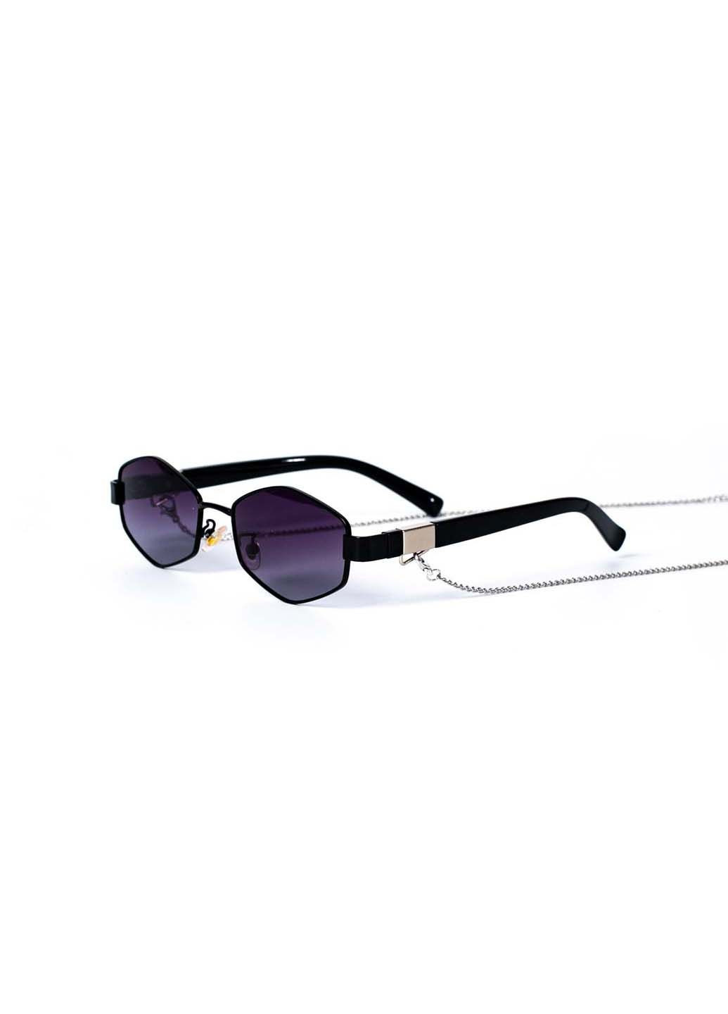 Солнцезащитные очки с поляризацией и цепочкой Геометрия женские 389-151 LuckyLOOK (291886031)